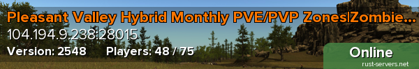Pleasant Valley Hybrid Monthly PVE/PVP Zones|Zombies|Events