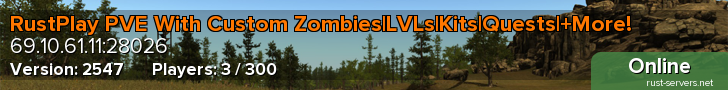 RustPlay PVE With Custom Zombies|LVLs|Kits|Quests|+More!