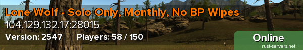 Lone Wolf - Solo Only, Monthly, No BP Wipes