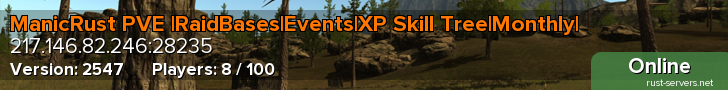 ManicRust PVE |RaidBases|Events|XP Skill Tree|Monthly|