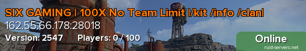 SIX GAMING | 100X No Team Limit |/kit /info /clan|