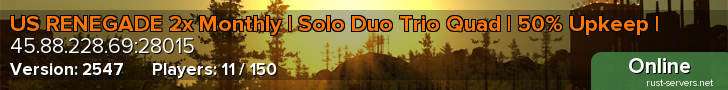 US RENEGADE 2x Monthly | Solo Duo Trio Quad | 50% Upkeep |
