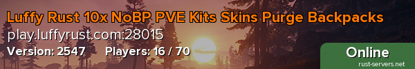 Luffy Rust 10x NoBP PVE Kits Skins Noob Friendly Community.