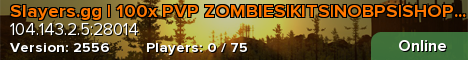 Slayers.gg | 100x PVP ZOMBIES|KITS|NOBPS|SHOP|TP