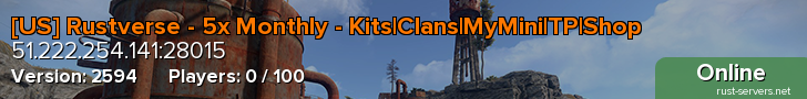 [US] Rustverse - 5x Monthly - Kits|Clans|MyMini|TP|Shop